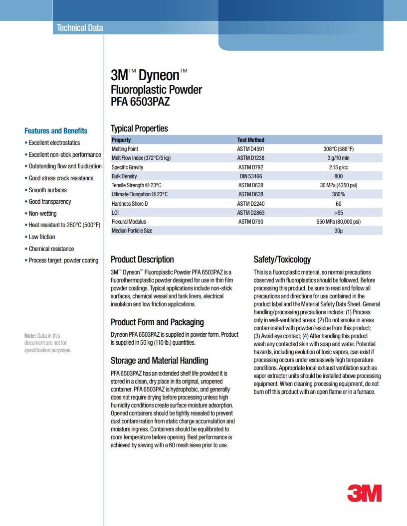 3M? Dyneon? Fluoroplastic PFA 6503PAZ