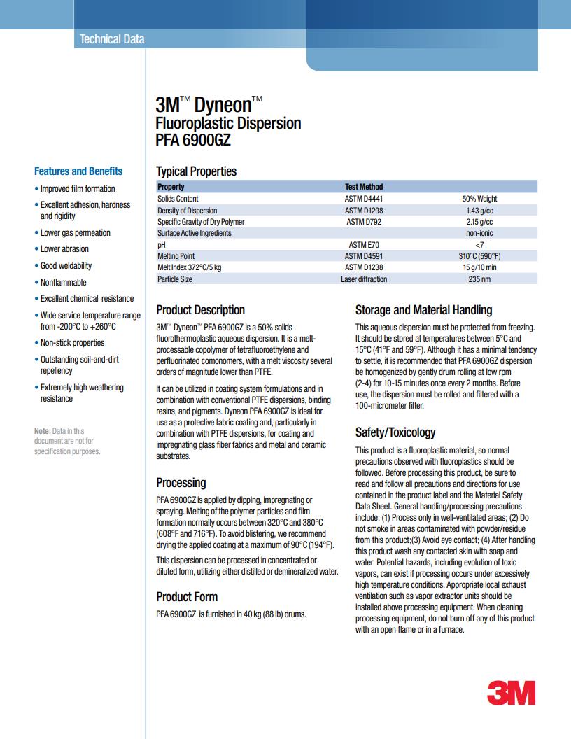 3M? Dyneon? Fluoroplastic PFA 6900GZ