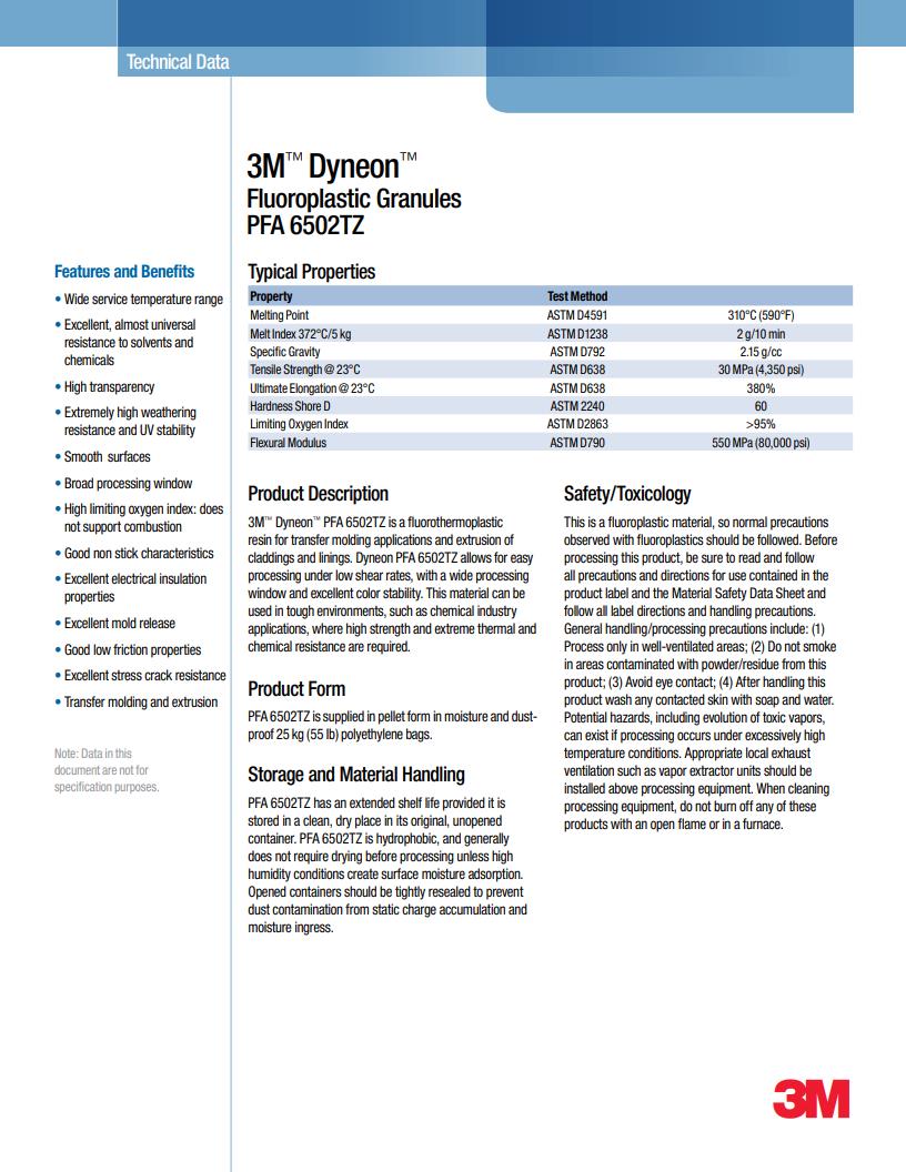 3M? Dyneon? Fluoroplastic PFA 6502TZ