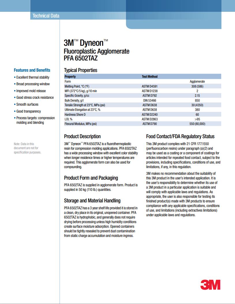 3M? Dyneon? Fluoroplastic PFA 6502TAZ