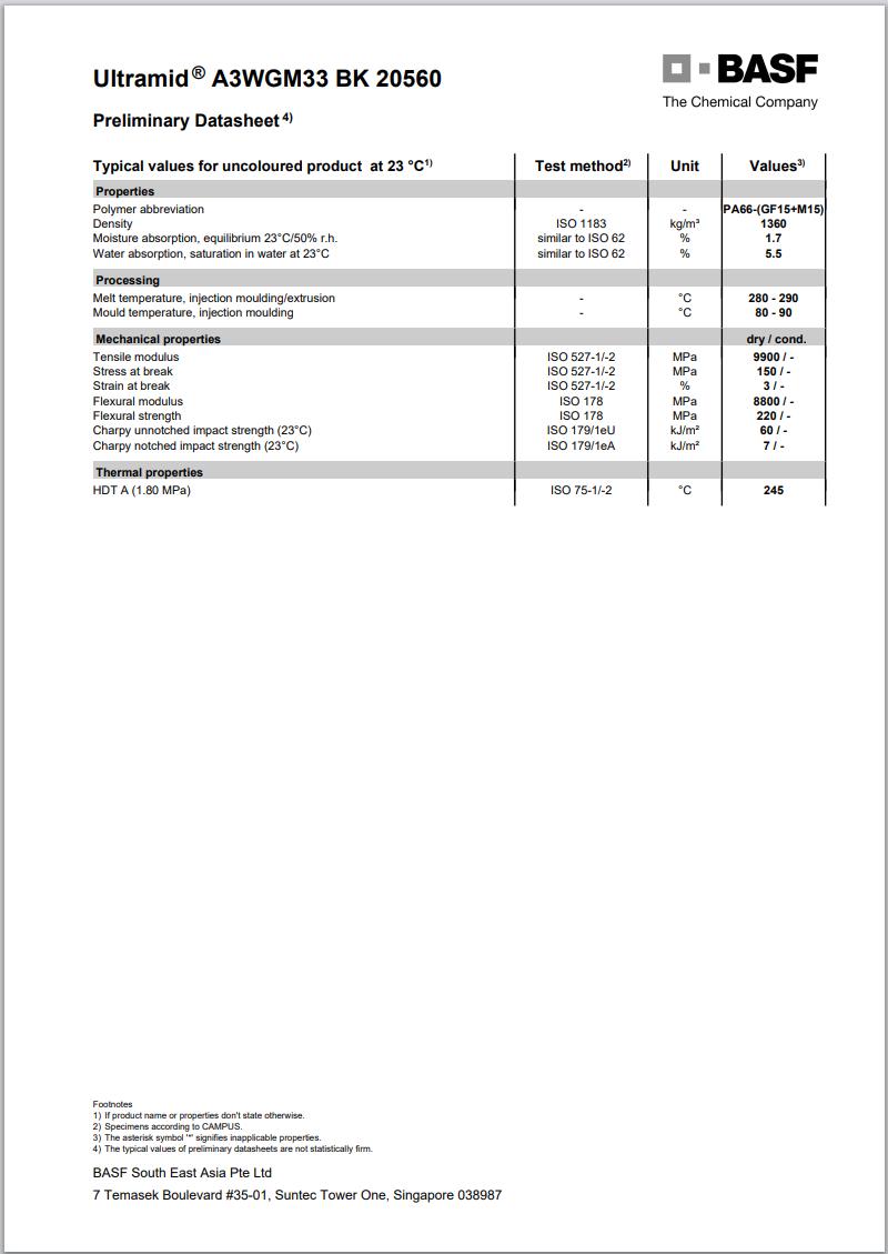 Ultramid? A3WGM33 BK20560 巴斯夫英文加工成型數(shù)據(jù)表