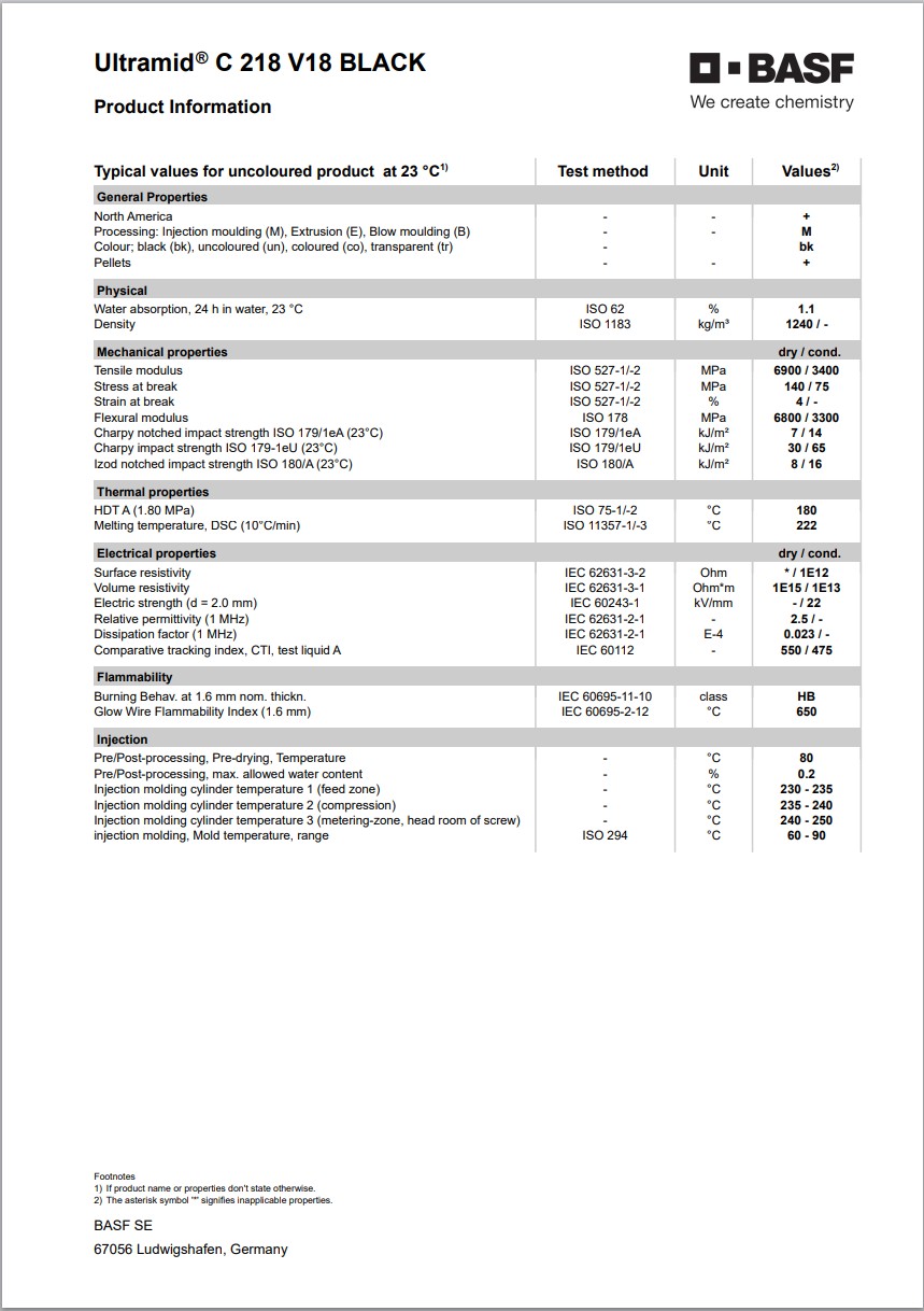 Ultramid? C 218 V18 BLACK 英文版物性表2