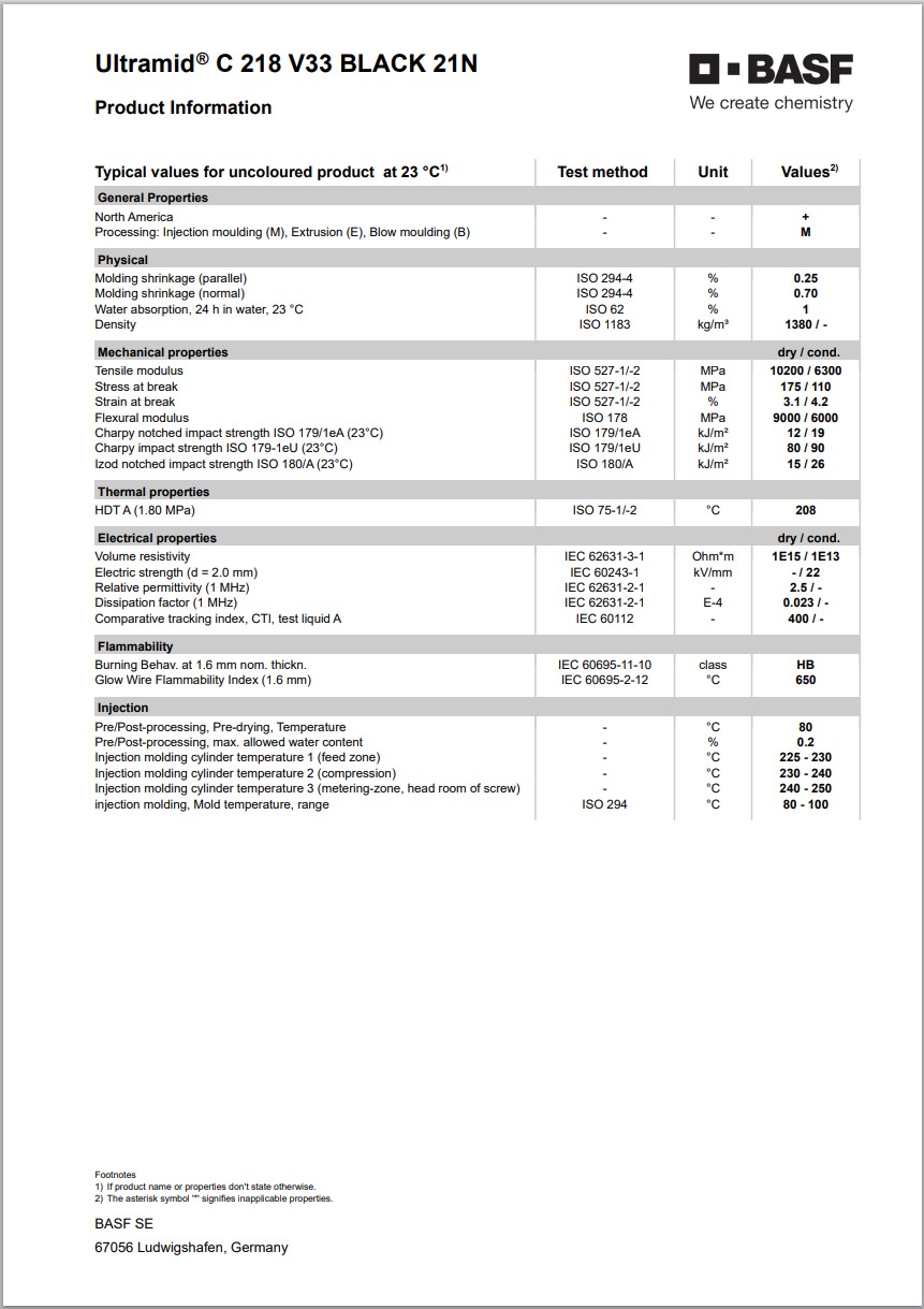 Ultramid? C 218 V33 BLACK 21N 英文版物性表2