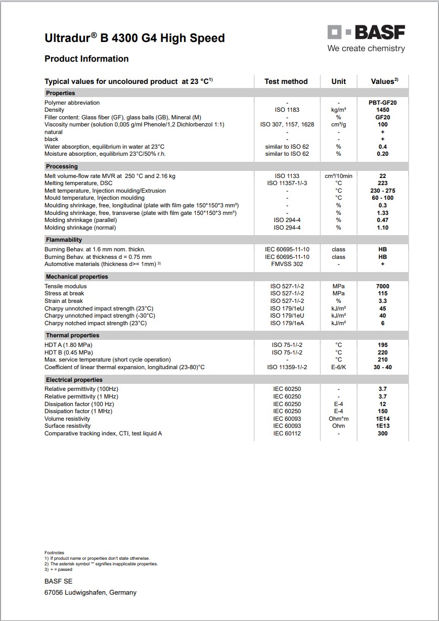 Ultradur? B 4300 G4 High Speed 英文物性圖