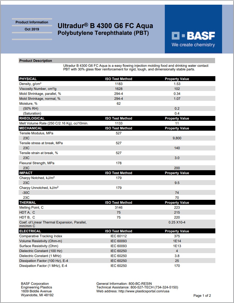 BASF Ultradur? B 4300 G6 FC Aqua 英文成型加工說明書
