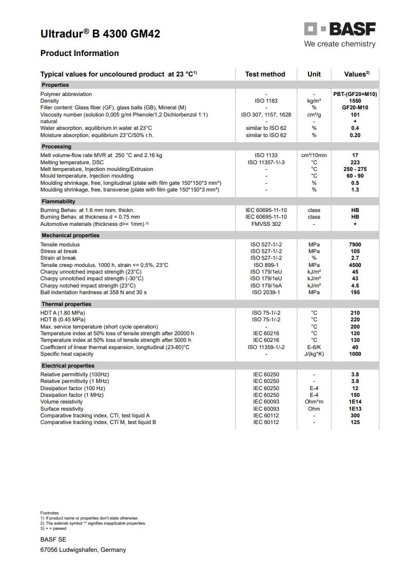 Ultradur? B 4300 GM42 英文說明書