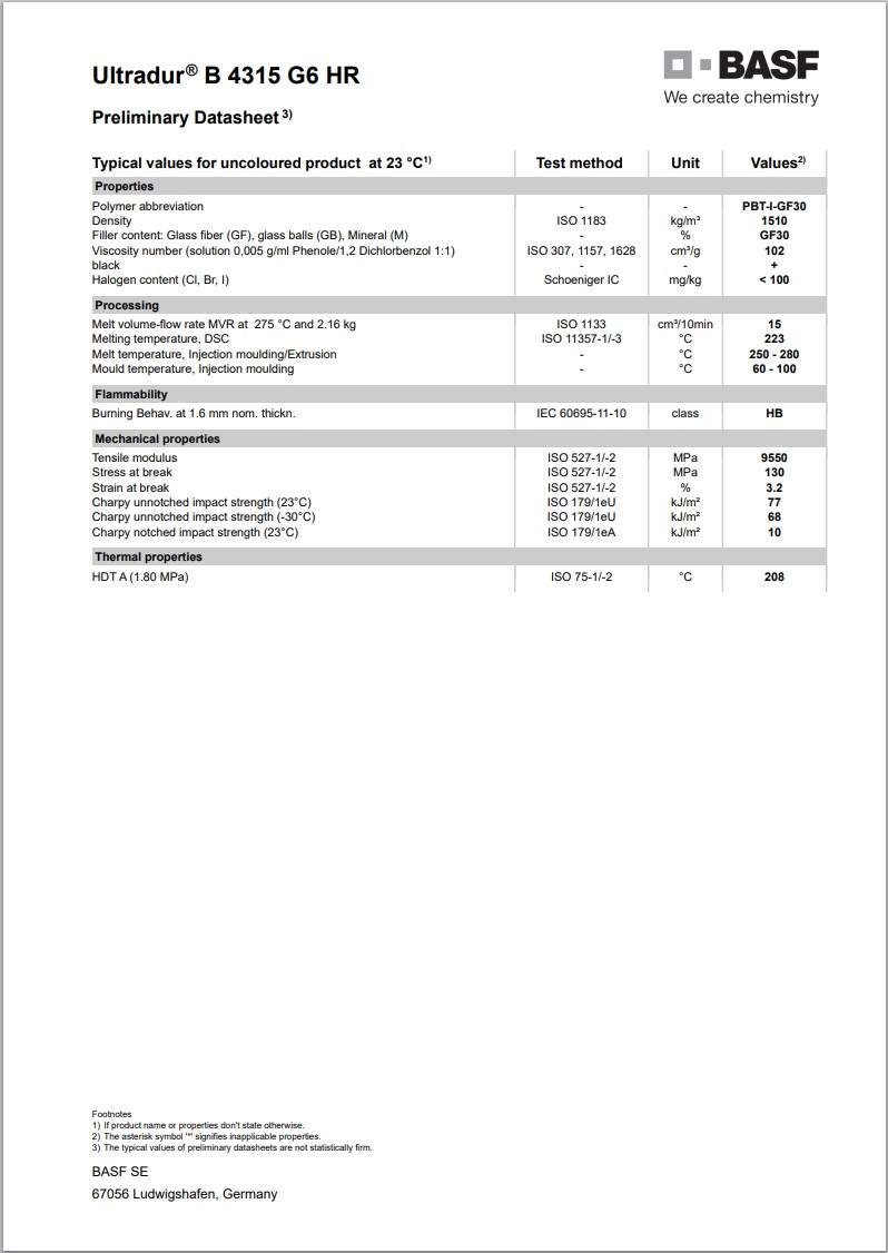 Ultradur? B 4315 G6 HR 英文技術(shù)表