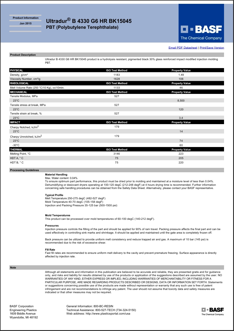 Ultradur? B 4330 G6 HR BK15045 巴斯夫英文說明書