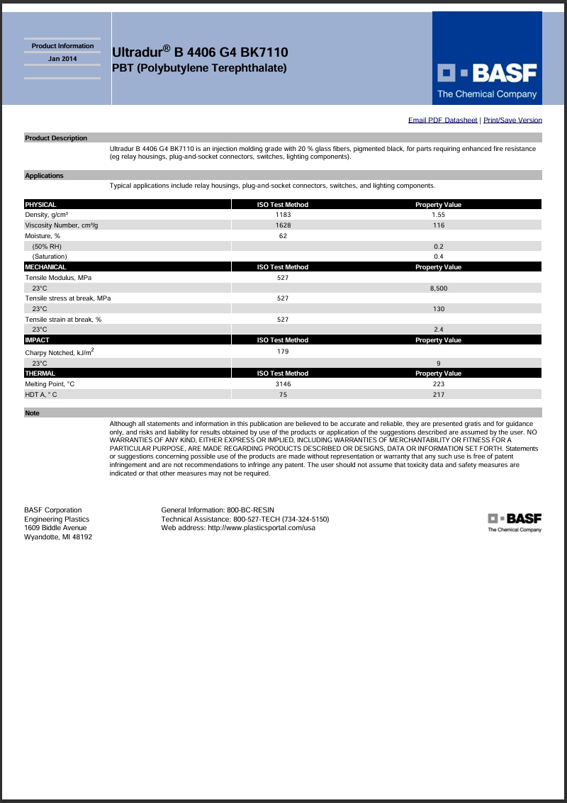 Ultradur? B 4406 G4 BK7110 英文使用說明書