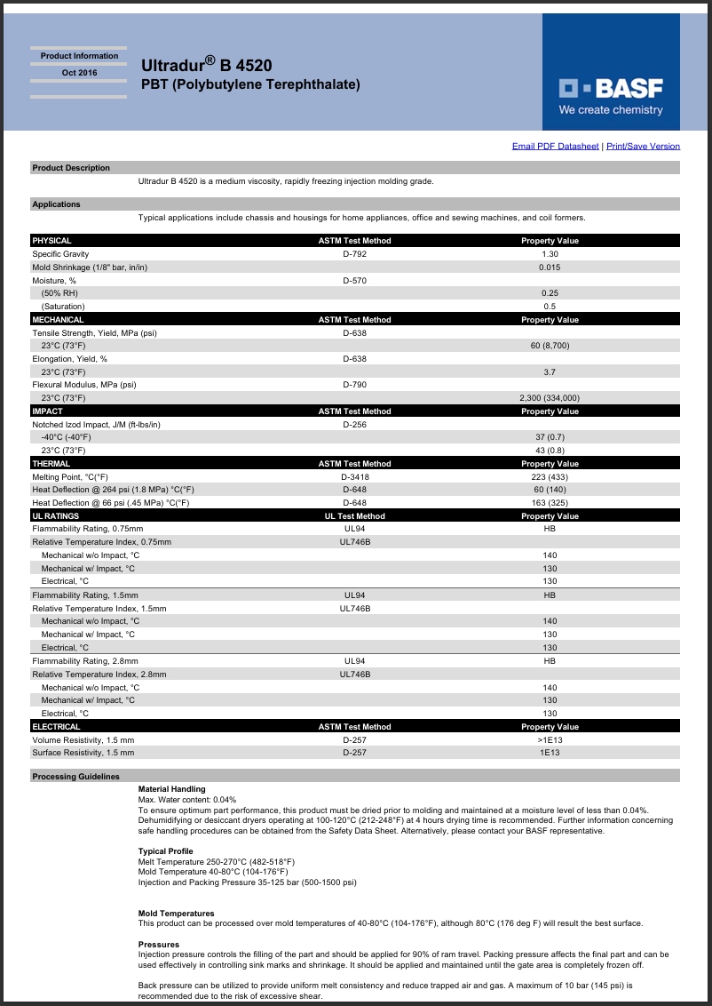 Ultradur? B 4520 英文物性表