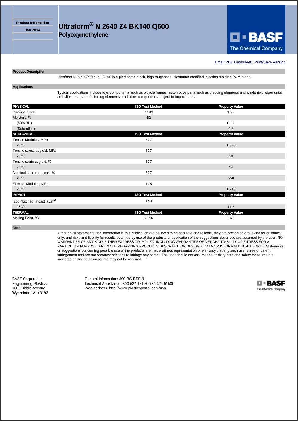 Ultraform? N 2640 Z4 BK140 Q600 英文參數(shù)表