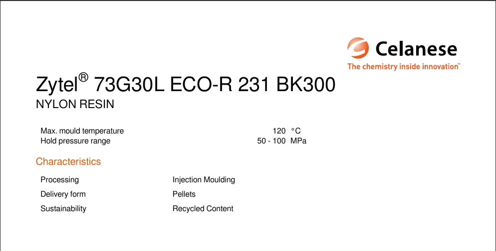Zytel? 73G30L ECO-R 231 BK300 英文說明書2
